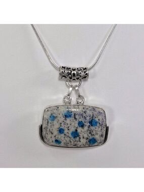 K2 Azurite 925 Square Gemstone Pendant